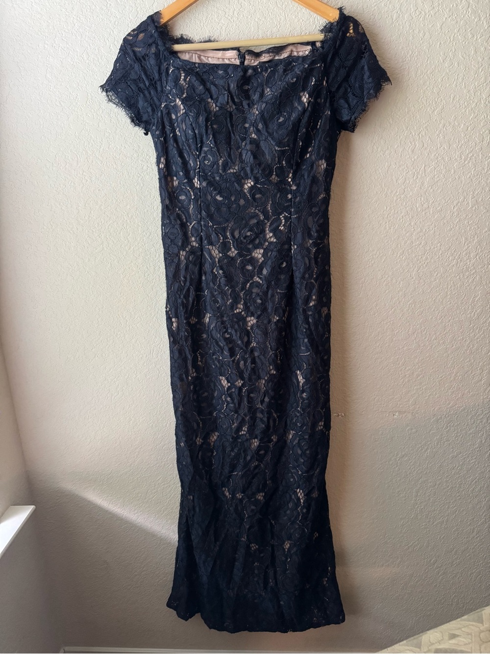 Adrianna Papell Navy Lace Maxi Dress